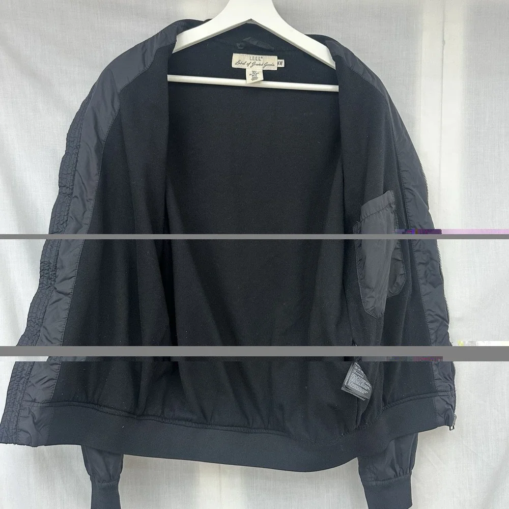 H&M L.OGG Men's Black Bomber Jacket, Size Small Unisex Mens Womens Fast Ship!